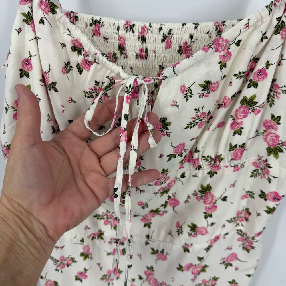 Spiritual Gangster NWT Pink and green floral rose Garden print mini dress XL - Picture 10 of 12